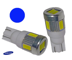 Auto LED 12/24V T10  6x chip modrá
